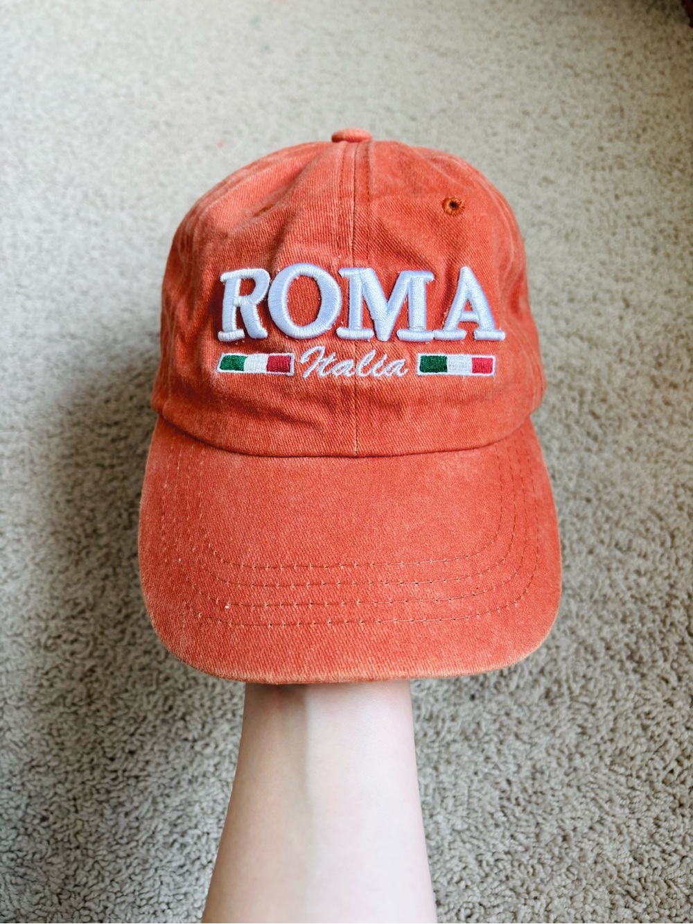 burnt orange rome italy baseball cap